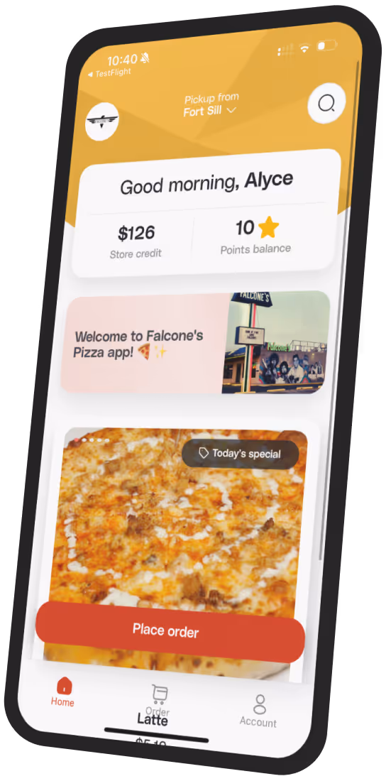 Falcone’s Pizza app preview