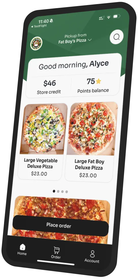 Fat Boys Pizza app preview