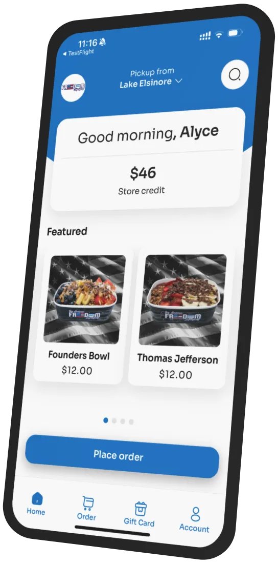 Freedom Bowls app preview