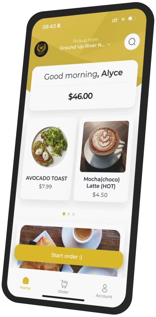 Ground Up Coffee + Bites app preview