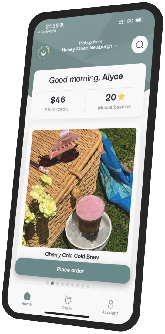 Honey Moon Coffee Co. app preview