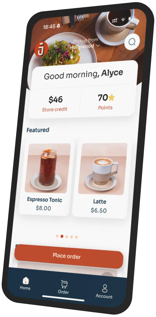 Javista Coffee app preview