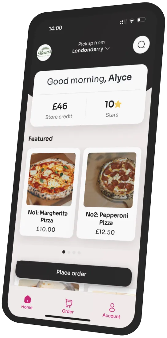 Mena's Pizzeria & Coffee House app preview