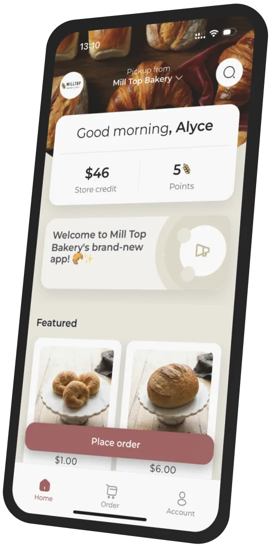Mill Top Bakery app preview