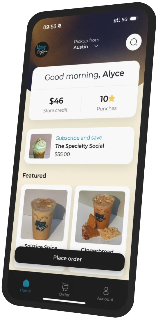 Muse Coffee Co app preview