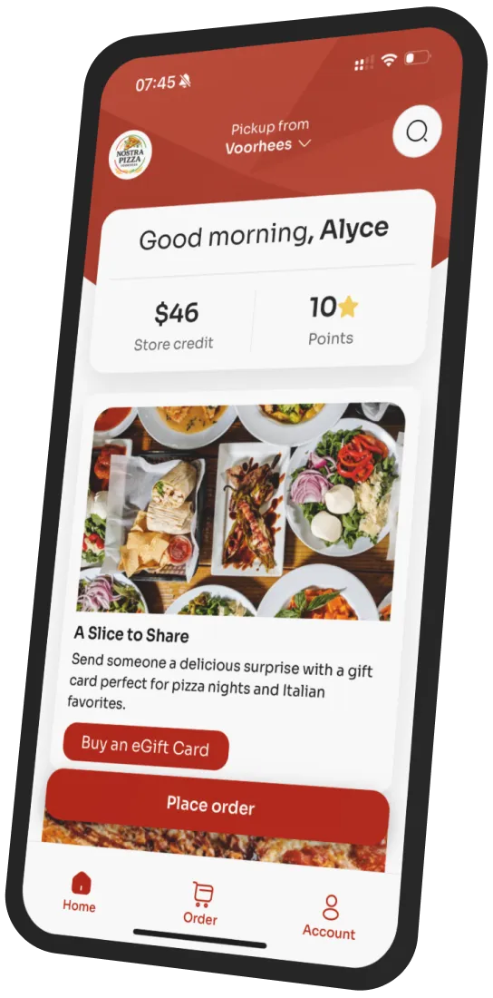 Nostra Pizza app preview