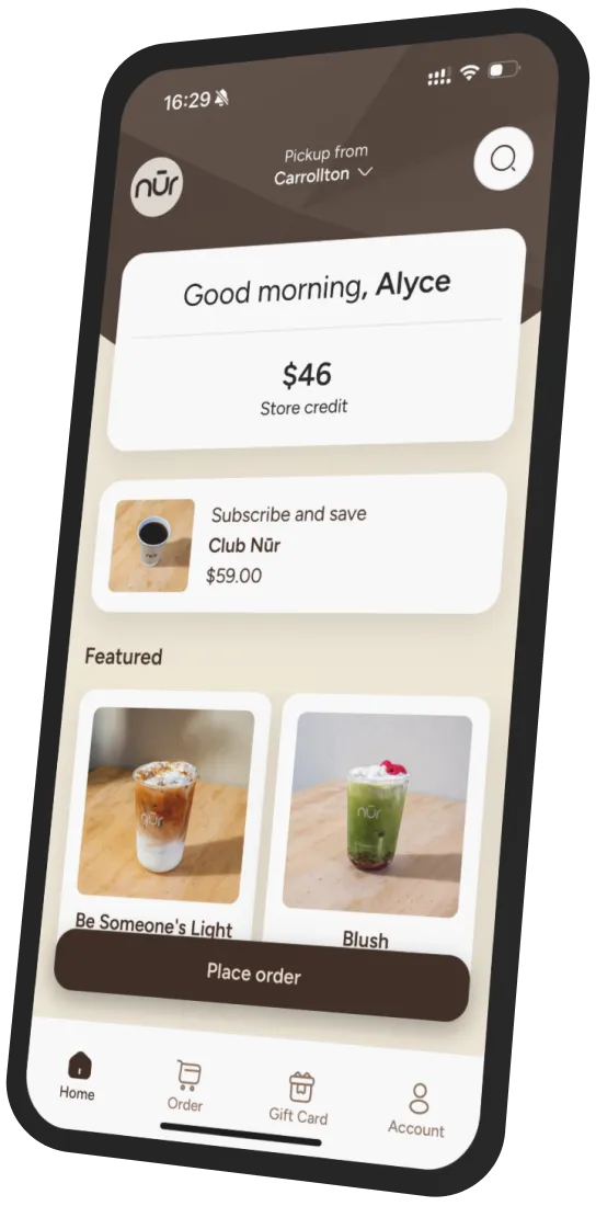 Nur Coffee Bar app preview