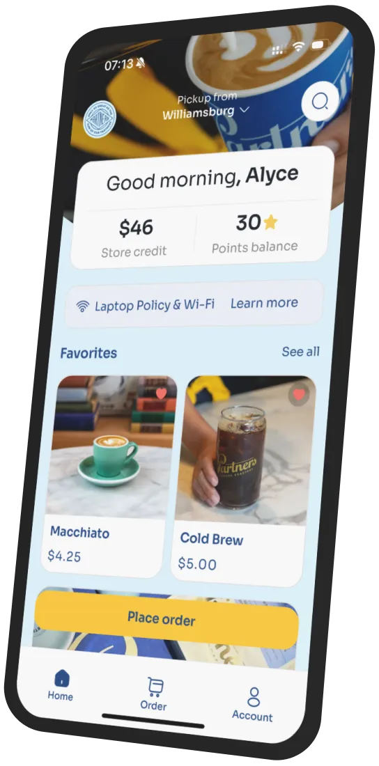 Partners Coffee Roasters app preview