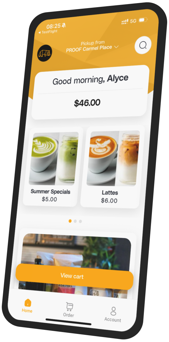 PROOF Coffee Roasters app preview
