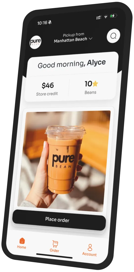 Pure Bean Coffee Roasters app preview