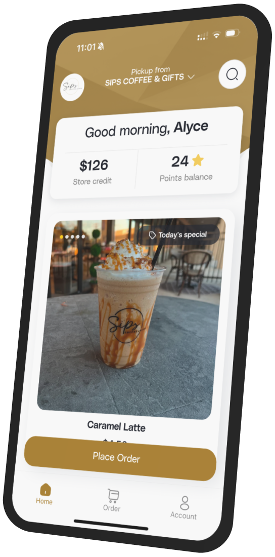 Sips Coffee and Gifts app preview