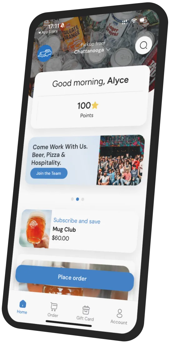 TailGate Brewery app preview