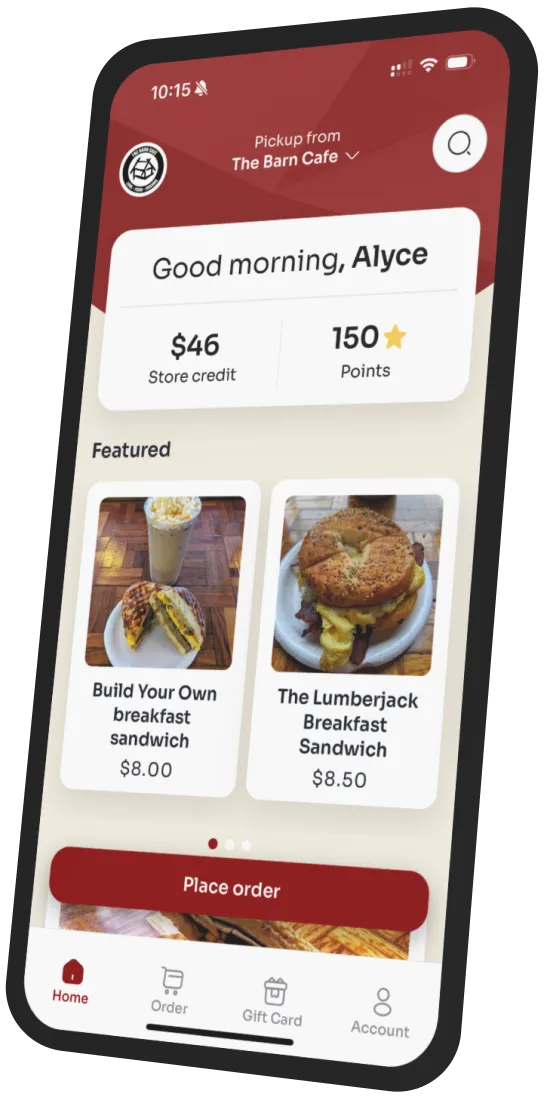 The Barn Cafe app preview