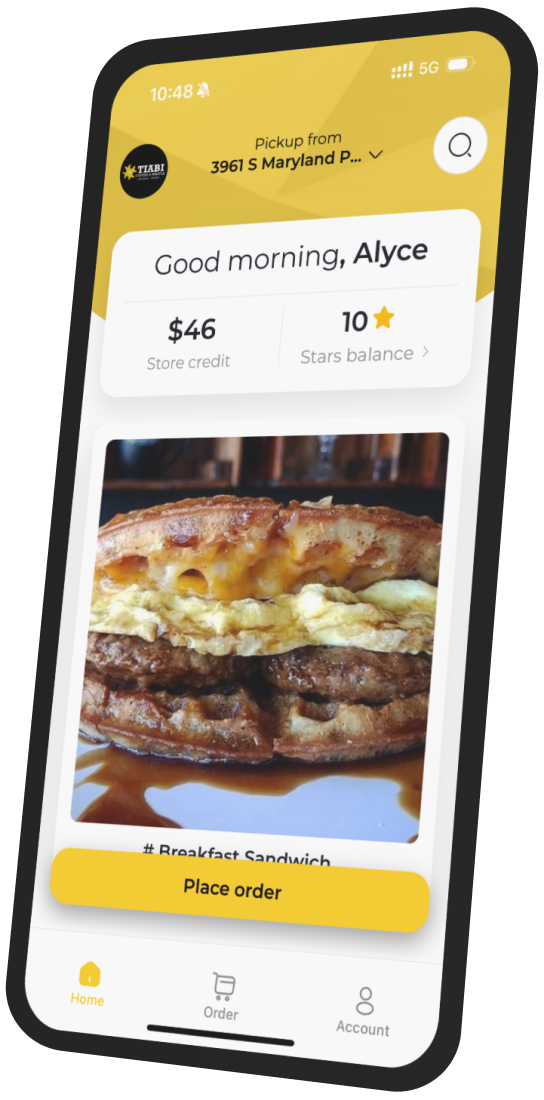 TIABI Coffee & Waffle app preview