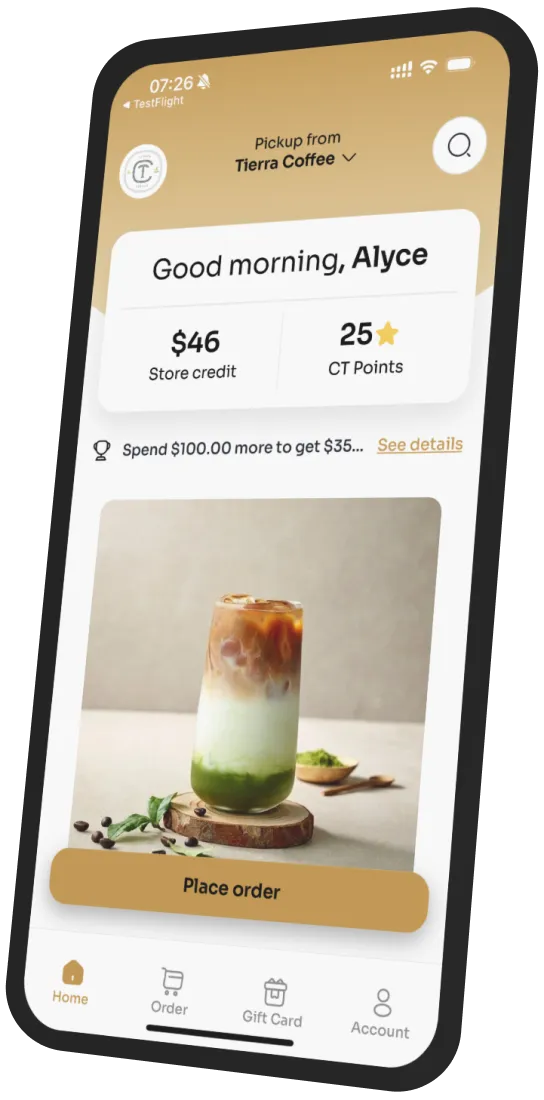 Tierra Coffee app preview
