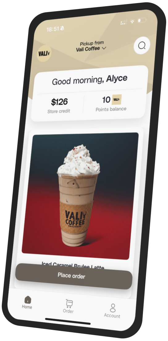 Vali Coffee Co app preview