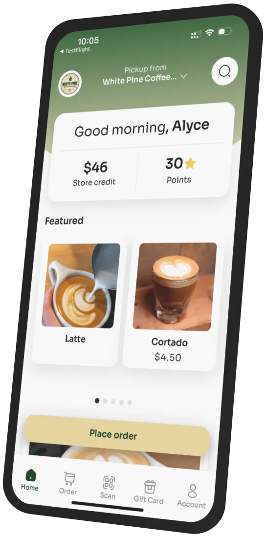 White Pine Coffee app preview