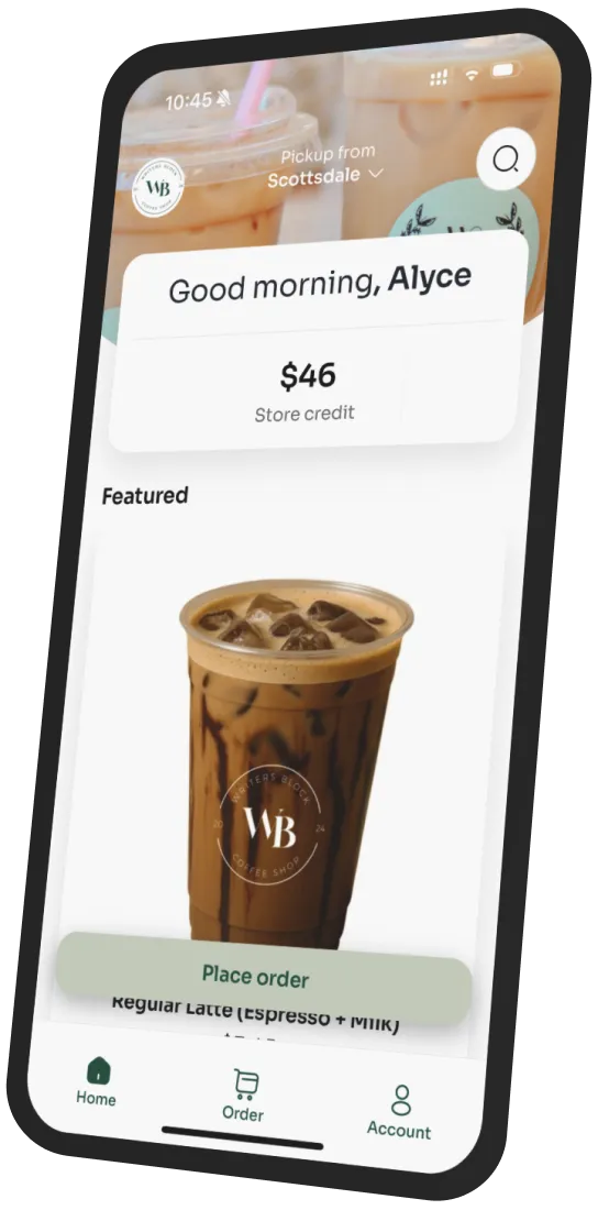 Writer’s Block Coffee Shop app preview